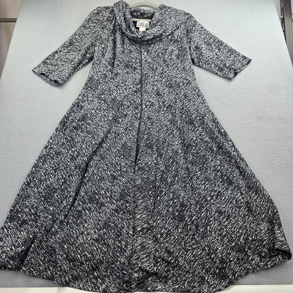 Robbie Bee Sweater Dress Womens XL White Black Party Wear Cowl Neck 3/4 Sleeve